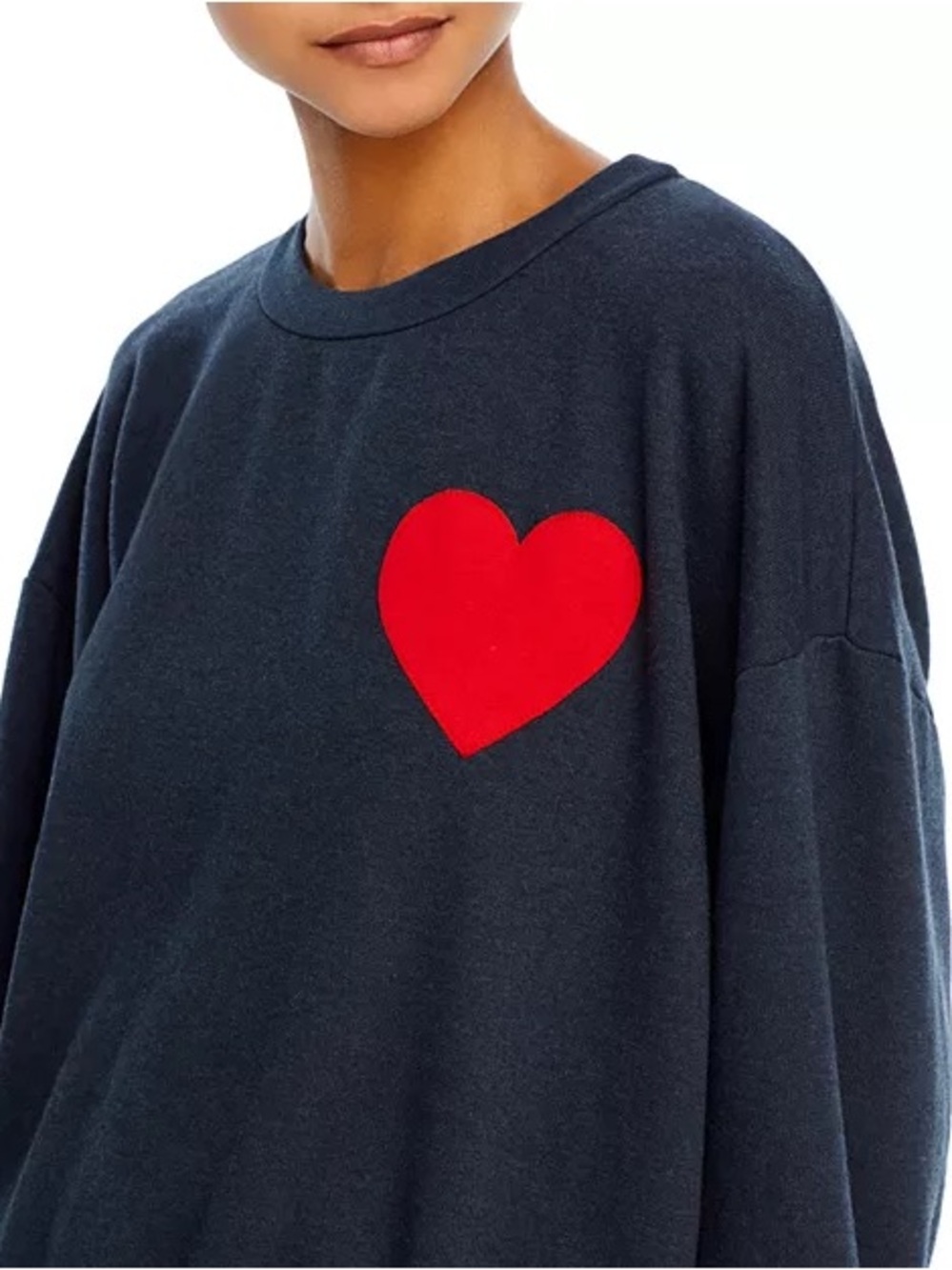 Aviator Nation Navy Crewneck Sweatshirt with Red Heart Patch - Picture 3 of 5